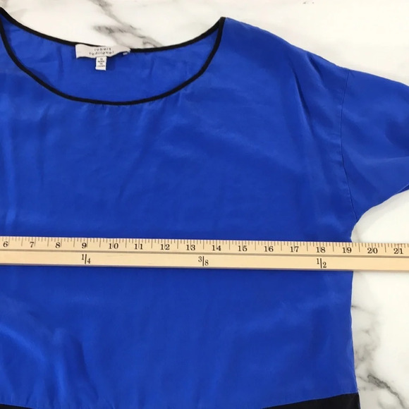 Robert Rodriguez Blouse Womens 0 Blue Black Hem Silk Pullover - Picture 10 of 12